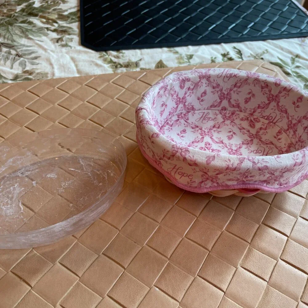 Longaberger Very Small Handmade Basket with Fabric Liner American Cancer Society